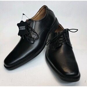 Mens Size 8.5 Clarks Tilden Plain Toe Oxford Black Leather Dress Shoes
